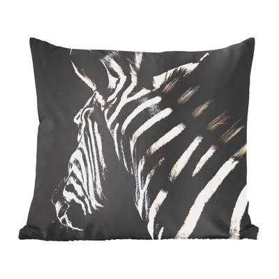 Produktbild von MuchoWow® Zierkissen Sofakissen Wohnzimmer Dekokissen 60x60 cm Zebra - Tier - Weiß - Sitzfläche - Foto Polster