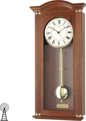 Produktbild von AMS 5014/1 Wanduhr Funk Funkwanduhr mit Pendel Holz nussbaum farben Pendeluhr