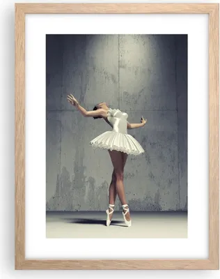 Produktbild von Gerahmtes Poster - Rahmen in heller Eiche - Ballerina Weiß Wand - 30x40 cm - Wand Bild - Wanddeko - Wandbilder - Wandposter - Bilderrahmen - Bilder - Kunstdruck - Wandbild - P2NPA30x40-4344