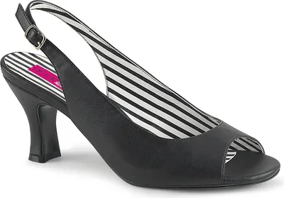 Produktbild von JENNA-02 Pleaser Pink Label Damen Peep Toe Pumps schwarz Lederoptik Spulenabsatz