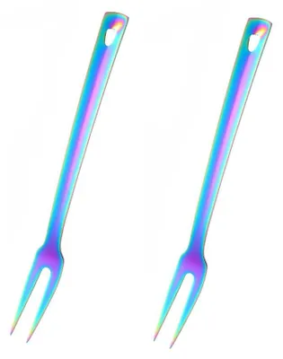 Produktbild von RVS-Fleischgabel-Set, 2 Stück, in Regenbogenfarben
