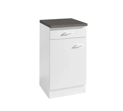 Productafbeelding van Keukenonderkast, startmodel, 40 cm breed, 50 cm diep, wit, met 1 lade en werkblad
