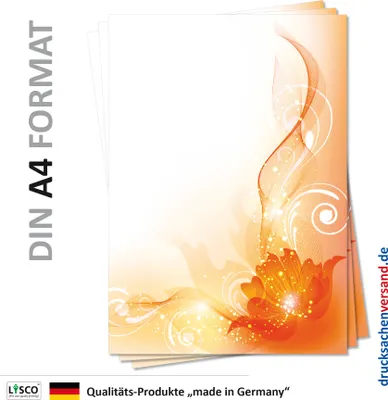 Produktbild von Motiv Briefpapier (MPA-5144, DIN A4, 25 Blatt) rot orange Blumen Ornamente Muster farbiges Motivpapier