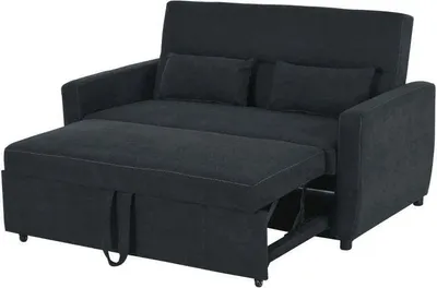 Image de HOMCOM Canapé-lit, canapé pliant, canapé 2 places en tissu, canapé-lit, canapé avec fonction sommeil, ensemble de canapés, angle réglable, gris foncé, 148 x 82 x 89 cm