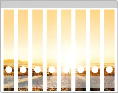 Produktbild von Wallario Ordnerrücken Sticker, selbstklebend für schmale Ordner, 8 Stück, Motiv Strand in Südafrika II - Himmel in orange