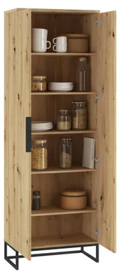 Produktbild von Casazza - Mehrzweckschrank 2 Türen, 68x197 cm Braun Eiche Knoten, 5 Regale