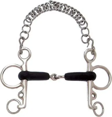 Image de Muserolle Sefton Pelham avec embouchure en caoutchouc simple, dorée, 11,5 cm