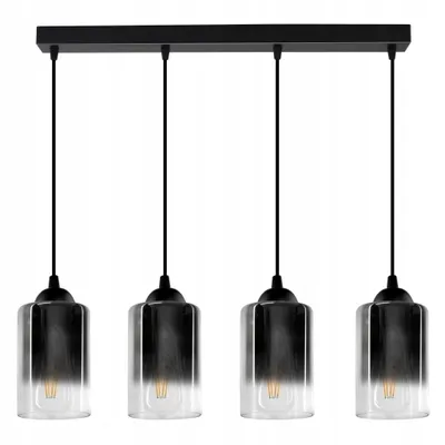 Obrázek produktu pro Luxolar Závěsné svítidlo 4 plameny skleněné stínidlo grafitově průhledné E27 60W - Stropní svítidlo obývací pokoj - Univerzální stropní svítidlo