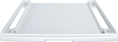 A white appliance accessory, likely a drawer or shelf, is shown from a slightly elevated front-facing angle against a white background.