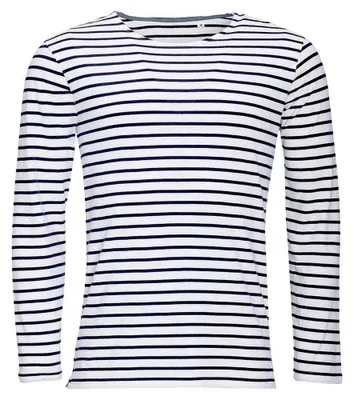 Produktbild von SOLS - "Marine" T-Shirt für Herren Langärmlig LT1681 (XL) (Weiß/Marineblau)