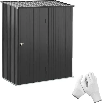 Image de Abri pour outils de jardin, longueur 161,5 cm, largeur 94,5 cm, hauteur 183/196 cm, porte verrouillable, étanche