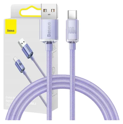 Immagine prodotto di Cavo Usb Do Usb-C Baseus Crystal Shine, 5A, 1,2M (Fioletowy)