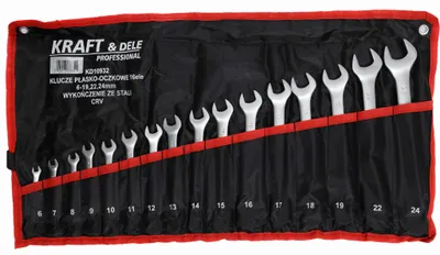 Obrázek produktu pro Klíče očkoploché Kraft&Dele KD10932, 16 ks, 6–24 mm
