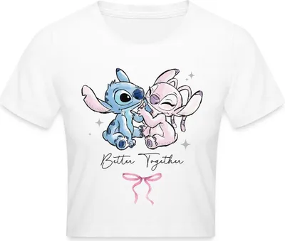 Produktbild von Lilo & Stitch | Angel Und Stitch Better Together Crop Top, L, Weiß