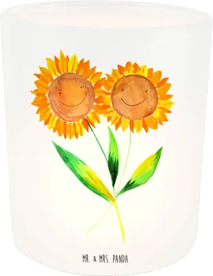 Produktbild von Mr. & Mrs. Panda Teelichthalter Glas Blume Sonnenblume - Transparent - Geschenk, Windlicht, Lieblingsmensch, Beste Freundin, Best Friends, Kerzenhalter, stimmungslicht