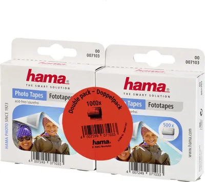 Two boxes of Hama Fototapes are shown, with a circular red promotional sticker on the left box.