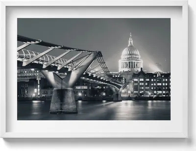 Produktbild von Schwarz-weißes Stadtbild– Wandbild mit Rahmen – Gerahmtes Bild  – Wanddekoration – 70x50 cm –  Weiß Rahmen
