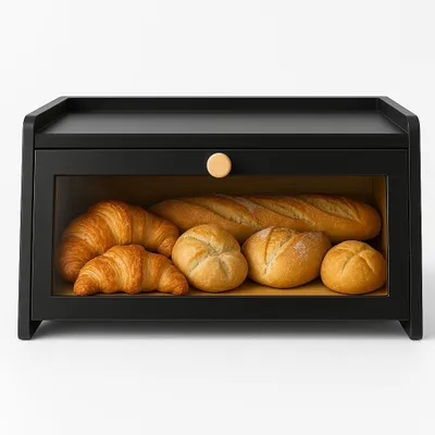 Productafbeelding van Houten brooddoos zwart, voor keuken, brood en broodjes
