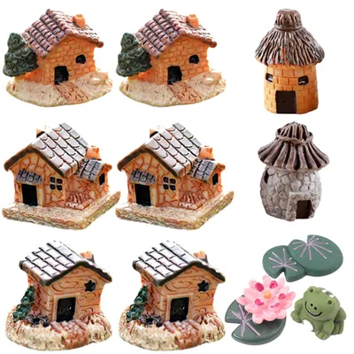 Feengarten-Steinhäuser, 11 Stück, Miniatur-Dekoration für Terrarium