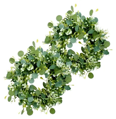 Produktbild von 2 Stück Eukalyptus Künstlicher Kranz Grünkranz 30 cm Kunstpflanze Dekorative Kränze für Frühling und Sommer