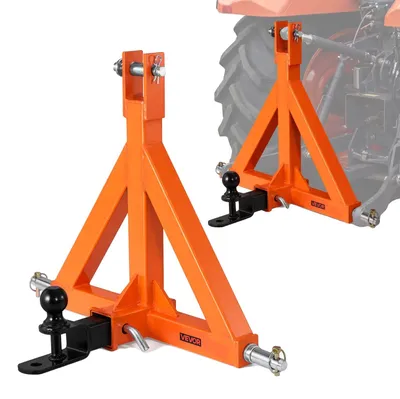 Produktbild von VEVOR 3-Punkt-Anhängerkupplung mit 2-Zoll-Anschluss, 3-Punkt-Schnellkupplung, 3.000 lbs Tragfähigkeit, Schwerlast-Traktor-Zugdeichsel-Adapter, kompatibel mit Kubota, Mahindra, John Deere, Massey Ferguson, 21 Zoll-Einzelbohrung-Einzelanhängerkugel