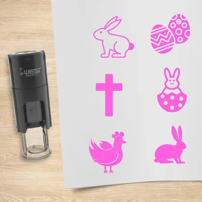 Produktbild von CombiCraft Selbstfärbendestempel Set 'Ostern' in der Farbe Rot, Ø10mm