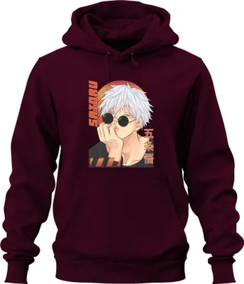 Produktbild von Gojo Satoru Jujutsu Kaisen Anime Sonnenbrille Weißhaar Geschenk Uni Hoodie Kapuzenpullover, Burgundy, XL