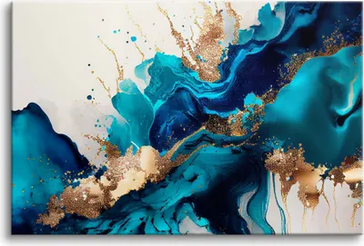 Obrázek produktu pro Nástěnný obraz na plátně modrá abstrakce ve zlaté barvě 80x120cm