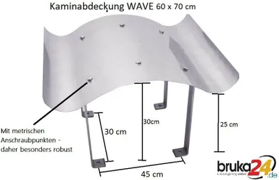 Produktbild von Massive Schornsteinabdeckung 60 x 70 cm Edelstahl Kaminhaube Kaminabdeckung Kaminblech Kamin