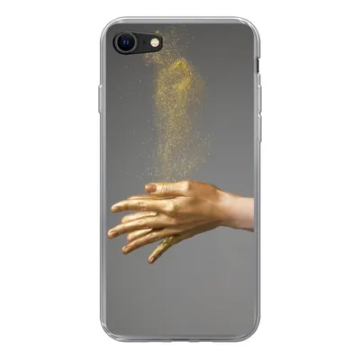 Produktbild von MuchoWow® Handyhülle Schutzhülle Hülle für iPhone 8 Frau mit goldgefärbten Händen und einer Glitzerwolke Silikon Softcase Handy Hülle - Schutzhaube