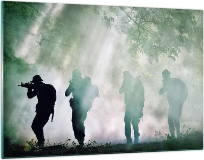 Produktbild von Bilder auf glas - Soldat Gewehr - 120x80cm - Glasbilder - Wandbilder - Kunstdruck - zum Aufhängen bereit - Wanddekoration aus Glas - Glas Bilder - Wandbild auf Glas - Einteilig - GAA120x80-3976