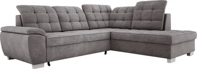 Zdjęcie produktu dla Wygodny narożnik LOTTA o wymiarach 258x212cm, z funkcją spania i wysokiej jakości tapicerką - Idealny mebel do małych i dużych pomieszczeń Układ po prawej stronie Kolor: LIGHT GREY