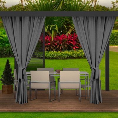 Zasłony ogrodowe 155x220cm antracyt 2 szt | zasłony do ogrodu | zasłony zewnętrzne wodoodporne | zasłony na taras balkon | zasłony na zewnątrz