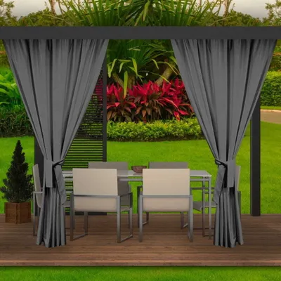Zdjęcie produktu dla Zasłony ogrodowe 155x200cm antracyt 2 szt | zasłony zewnętrzne wodoodporne | zasłony na zewnątrz | zasłony na taras balkon | zasłony do ogrodu