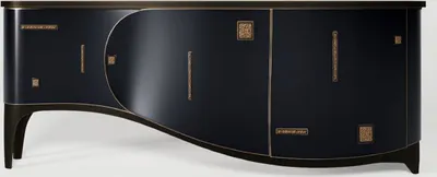 Immagine prodotto di Casa Padrino Luxury Art Deco Sideboard Blu scuro / Nero / Ottone 195 x 55 x H. 75 cm - Mobile in legno massello - Mobili Art Deco - Mobili per hotel - Mobili
