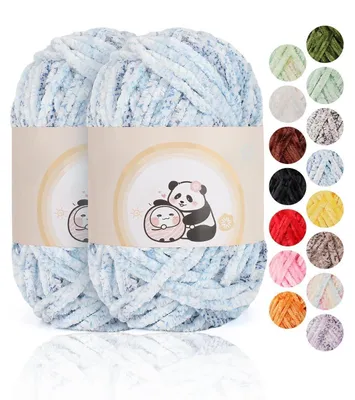 Produktbild von Chenille Wolle 2 x 100 g Superweiches Häkelgarn 6mm 80m Polyester