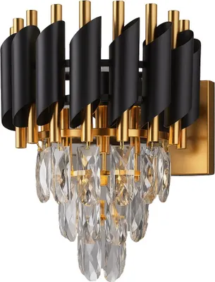 Obrázok produktu pre Nástenná lampa CRISTAL čierno-zlatá 2xE14x15W kov rozmery: 30x24x15 cm IP20 Milagro
