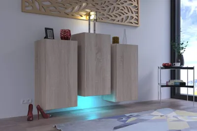 Produktbild von Furnitech K8 Modernes Wohnzimmer, Kommode, Schrank, Sideboard, Schlafzimmer, Esszimmer, Wohnzimmermöbel Matt (LED RGB 16 Farben, K8-18M-S3)