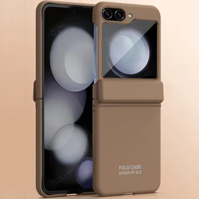 Produktbild von Handyhülle für Samsung Galaxy Z Flip 5 Hart PC Kratzfest Hülle mit Scharnierschutz Braun