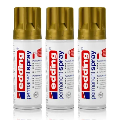 Produktbild von 3x edding Permanent Spray reichgold 200 ml Premium Acryllack