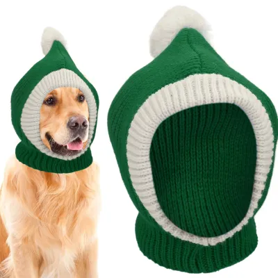 Produktbild von Hunde-Wintermütze Rot Haustier Weihnachts-Wintermütze Warme Strickmütze für kleine und mittelgroße Hunde Welpen Katzen Grün L