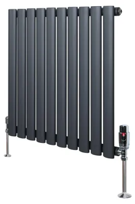 Productafbeelding van Radiatoren met thermostaaf en chromen ventielen – 600mm x 600mm – Anthracietgrijs