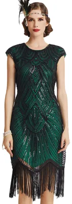Immagine prodotto di BABEYOND Abito da donna interamente ricoperto di paillettes, stile anni '20, scollo rotondo, ispirato a