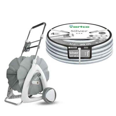 Produktbild von Gartenschlauchwagen + Gartenschlauch Vartco Silver 1/2" 20 m Agaplast