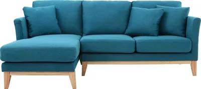 Produktbild von Miliboo - Skandinavisches Ecksofa links OSLO aus blaugrünem, abziehbarem Stoff