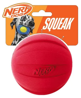 Produktbild von NERF Dog Gummiball Hundespielzeug mit interaktivem Quietscher, leicht, langlebig und wasserabweisend, 10,2 cm Durchmesser für mittelgroße/große Rassen, Einzeleinheit, Rot