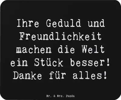 Produktbild von Mr. & Mrs. Panda Mauspad Spruch Erzieher-Dank - Schwarz - Geschenk, Aufmerksamkeit, Dankeschön, Kinder, Geduld, Mousepad, pc, Mouse Pad, laptop, Danke, Anerkennung, sagen
