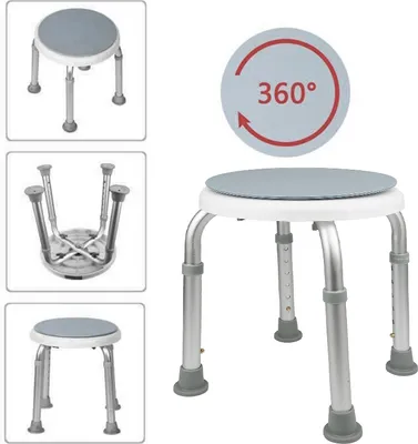 Produktbild von Rund Duschstuhl, Badstuhl, Duschhocker,unterstützte Dusche, höhenverstellbar, weiß