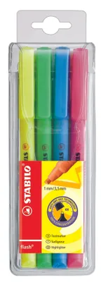 Immagine prodotto di STABILO Flash Pack evidenziatore 4 pz Punta smussata Blu, Verde, Rosa, Giallo
