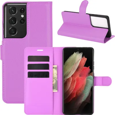 Produktbild von Schutzhülle für Samsung Galaxy S21 Ultra Case Handy Hülle Cover Schutztasche Wallet, Farbe:Violett